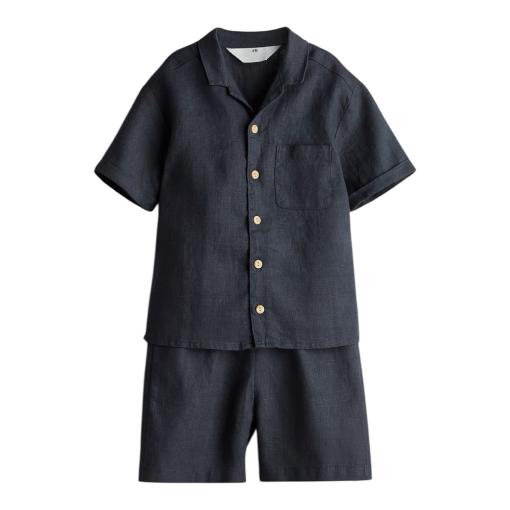 H&M Adorables | Kids Organic Linen Matching Set - Midnight Blue